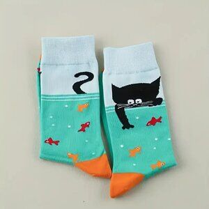 1 Pairs Women's Calf-Length Knit Polyester Socks